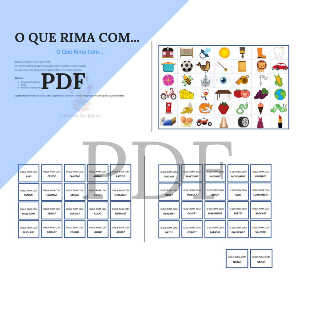 Jogo das Rimas - GRATUITO!  Atividades de rima, Atividades de  fonoaudiologia, Rimas